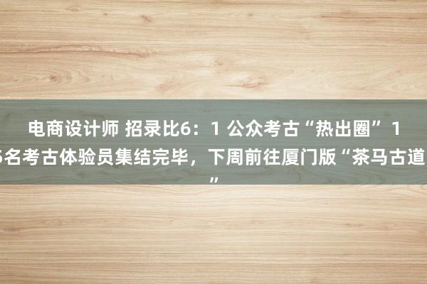 电商设计师 招录比6：1 公众考古“热出圈” 15名考古体验员集结完毕，下周前往厦门版“茶马古道”